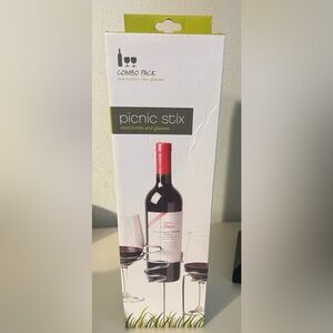 COPY - NIB Picnic Stix wine bottle and glass holders.